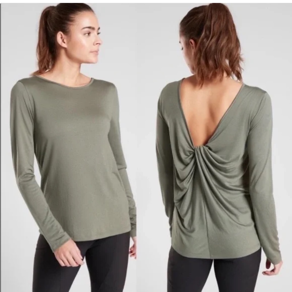 Athleta Waterfall Front Long-Sleeve Top In Laurel Olive